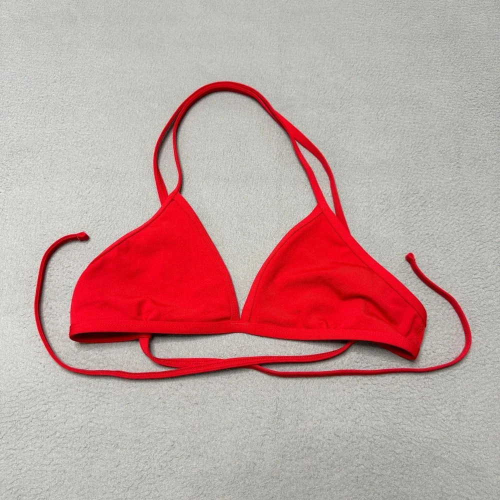 Jolyn Triangle Bikini Top Womens Medium Red Swimwear Athletic Water Sports